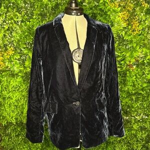 Relaxed Fit Banana Republic Navy Blue Velvet Women's Blazer